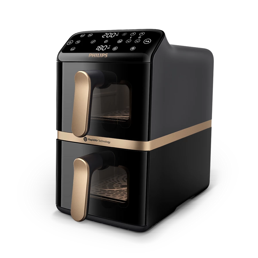 PHILIPS Airfryer 4000 Series Stacked Dual Basket | RapidAir Technology, 2 stacked basket | Perfect for Modern Kitchens (NA462/79)