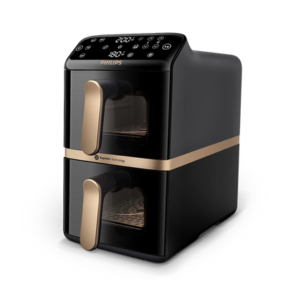PHILIPS Airfryer 4000 Series Stacked Dual Basket | RapidAir Technology, 2 stacked basket | Perfect for Modern Kitchens (NA462/79)