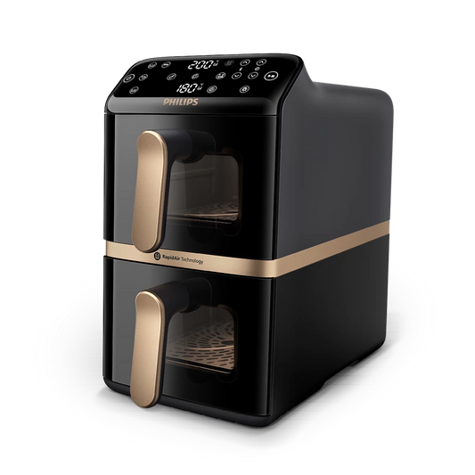 PHILIPS Airfryer 4000 Series Stacked Dual Basket | RapidAir Technology, 2 stacked basket | Perfect for Modern Kitchens (NA462/79)